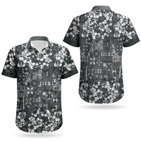 Black Hawaiian Tapa Tribal Hibiscus Couples Matching Off Shoulder Maxi Dress and Hawaiian Shirt LT9 - Polynesian Pride