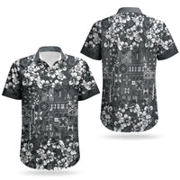 Black Hawaiian Tapa Tribal Hibiscus Couples Matching Puletasi and Hawaiian Shirt LT9 - Polynesian Pride