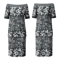 Black Hawaiian Tapa Tribal Hibiscus Couples Matching Puletasi and Hawaiian Shirt LT9 - Polynesian Pride