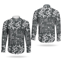 Black Hawaiian Tapa Tribal Hibiscus Couples Matching Summer Maxi Dress and Long Sleeve Button Shirt LT9 - Polynesian Pride