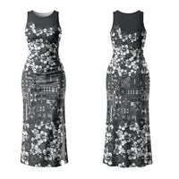 Black Hawaiian Tapa Tribal Hibiscus Couples Matching Tank Maxi Dress and Long Sleeve Button Shirt LT9 - Polynesian Pride