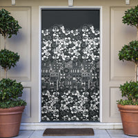 Black Hawaiian Tapa Tribal Hibiscus Door Cover LT9 Black - Polynesian Pride