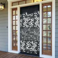 Black Hawaiian Tapa Tribal Hibiscus Door Cover LT9 - Polynesian Pride