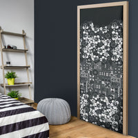 Black Hawaiian Tapa Tribal Hibiscus Door Cover LT9 - Polynesian Pride