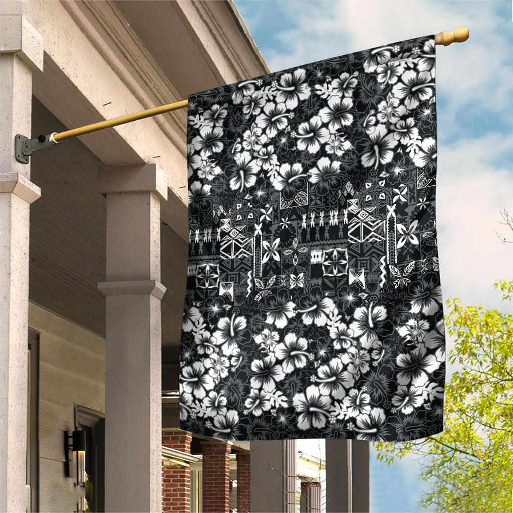 Black Hawaiian Tapa Tribal Hibiscus Garden Flag LT9 House Flag Black - Polynesian Pride