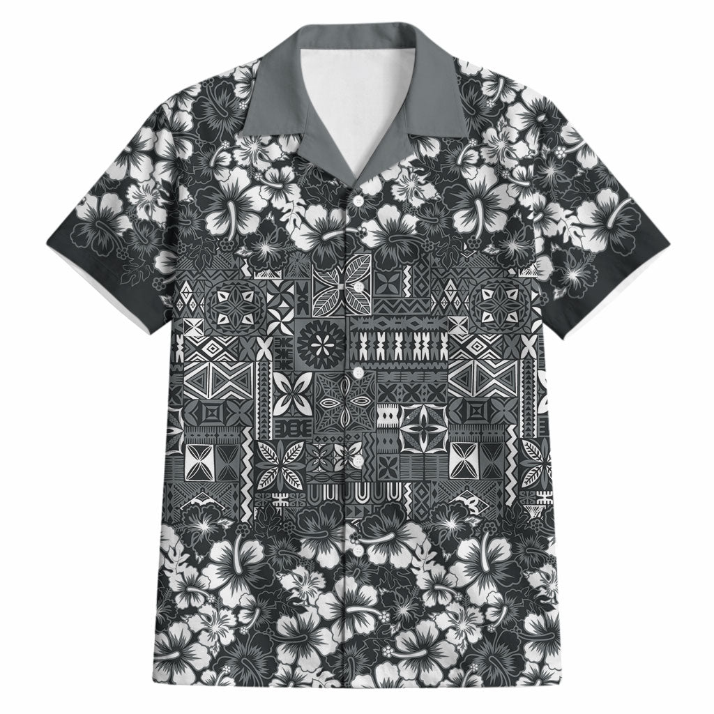Black Hawaiian Tapa Tribal Hibiscus Hawaiian Shirt LT9 Black - Polynesian Pride