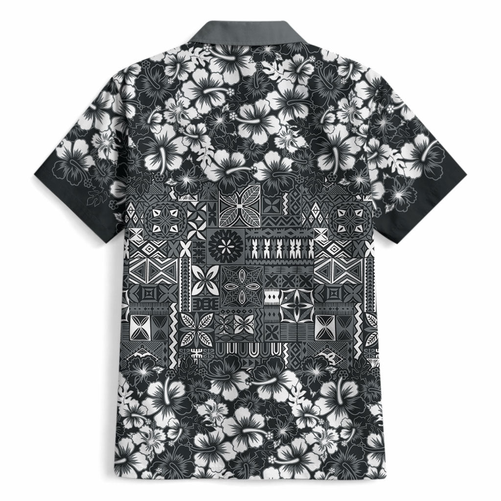 Black Hawaiian Tapa Tribal Hibiscus Hawaiian Shirt LT9 - Polynesian Pride