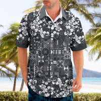 Black Hawaiian Tapa Tribal Hibiscus Hawaiian Shirt LT9 - Polynesian Pride