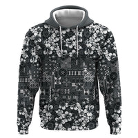 Black Hawaiian Tapa Tribal Hibiscus Hoodie LT9 Pullover Hoodie Black - Polynesian Pride
