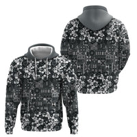 Black Hawaiian Tapa Tribal Hibiscus Hoodie LT9 - Polynesian Pride