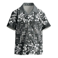 Black Hawaiian Tapa Tribal Hibiscus Kid Hawaiian Shirt LT9 - Polynesian Pride