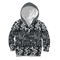 Black Hawaiian Tapa Tribal Hibiscus Kid Hoodie LT9 Zip Hoodie Black - Polynesian Pride