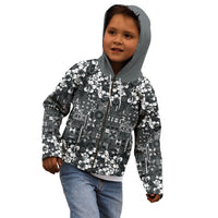 Black Hawaiian Tapa Tribal Hibiscus Kid Hoodie LT9 - Polynesian Pride