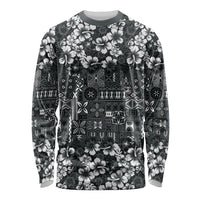 Black Hawaiian Tapa Tribal Hibiscus Long Sleeve Shirt LT9 Unisex Black - Polynesian Pride