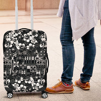 Black Hawaiian Tapa Tribal Hibiscus Luggage Cover LT9 Black - Polynesian Pride
