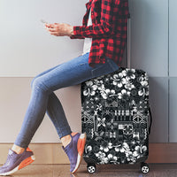 Black Hawaiian Tapa Tribal Hibiscus Luggage Cover LT9 - Polynesian Pride