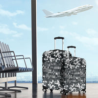 Black Hawaiian Tapa Tribal Hibiscus Luggage Cover LT9 - Polynesian Pride