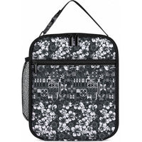 Black Hawaiian Tapa Tribal Hibiscus Lunch Bag LT9 10.2 × 8.3 × 4.3 inch Black - Polynesian Pride