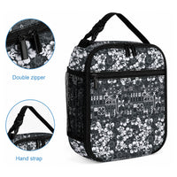 Black Hawaiian Tapa Tribal Hibiscus Lunch Bag LT9 - Polynesian Pride