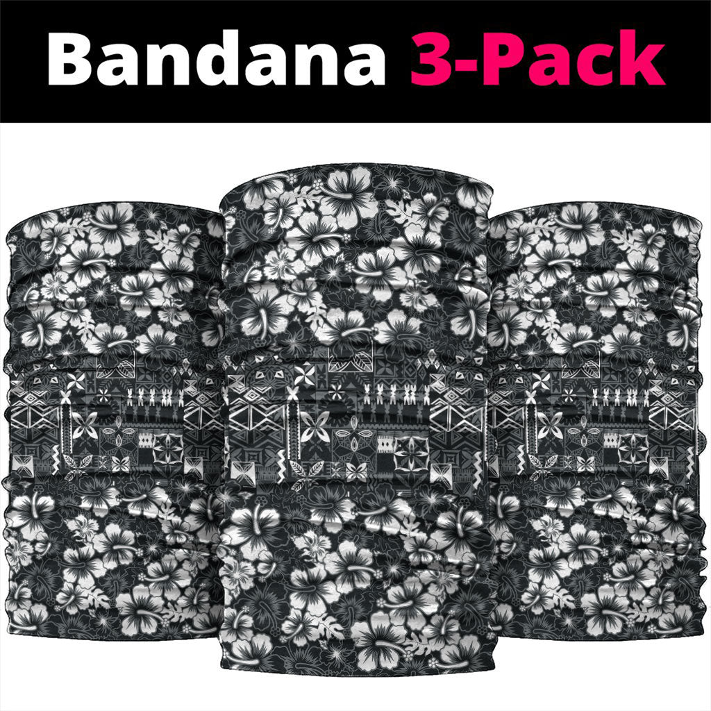 Black Hawaiian Tapa Tribal Hibiscus Neck Gaiter LT9 package One Size: 25*50cm Black - Polynesian Pride