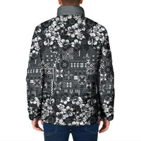 Black Hawaiian Tapa Tribal Hibiscus Padded Jacket LT9 - Polynesian Pride
