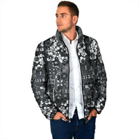 Black Hawaiian Tapa Tribal Hibiscus Padded Jacket LT9 - Polynesian Pride