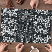Black Hawaiian Tapa Tribal Hibiscus Puzzle LT9 - Polynesian Pride