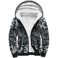 Black Hawaiian Tapa Tribal Hibiscus Sherpa Hoodie LT9 Unisex Black - Polynesian Pride