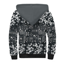Black Hawaiian Tapa Tribal Hibiscus Sherpa Hoodie LT9 - Polynesian Pride