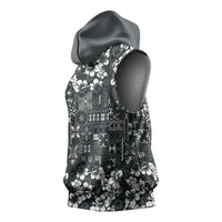 Black Hawaiian Tapa Tribal Hibiscus Sleeveless Hoodie LT9 - Polynesian Pride