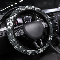 Black Hawaiian Tapa Tribal Hibiscus Steering Wheel Cover LT9 Universal Fit Black - Polynesian Pride
