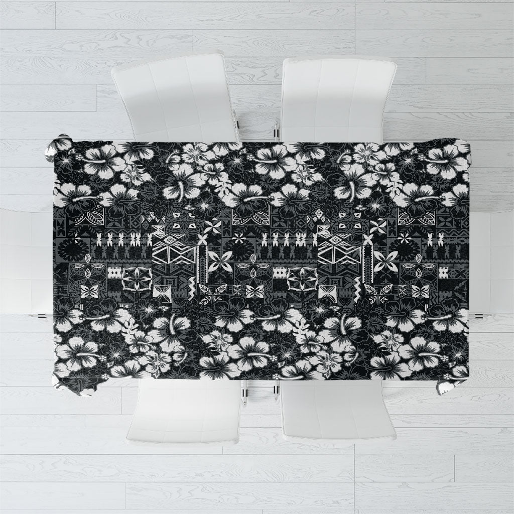 Black Hawaiian Tapa Tribal Hibiscus Tablecloth LT9 Black - Polynesian Pride