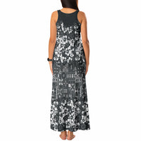 Black Hawaiian Tapa Tribal Hibiscus Tank Maxi Dress LT9 - Polynesian Pride