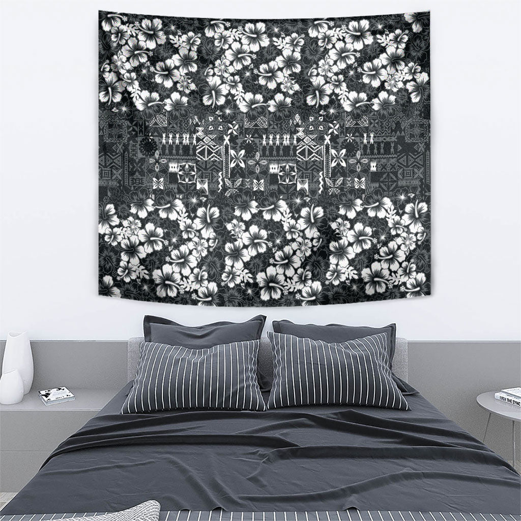 Black Hawaiian Tapa Tribal Hibiscus Tapestry LT9 - Polynesian Pride
