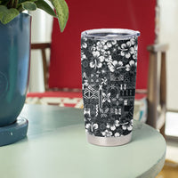 Black Hawaiian Tapa Tribal Hibiscus Tumbler Cup LT9 - Polynesian Pride