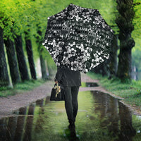 Black Hawaiian Tapa Tribal Hibiscus Umbrella LT9 - Polynesian Pride