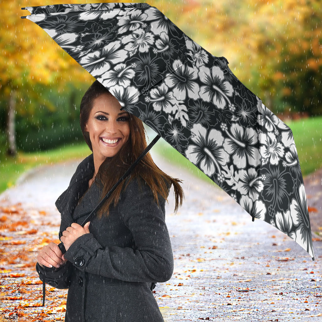 Black Hawaiian Tapa Tribal Hibiscus Umbrella LT9 - Polynesian Pride