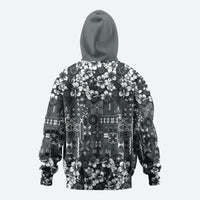 Black Hawaiian Tapa Tribal Hibiscus Zip Hoodie LT9 - Polynesian Pride