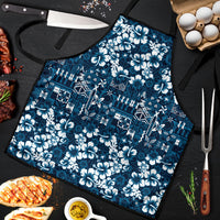 Blue Hawaiian Tapa Tribal Hibiscus Apron LT9 Blue - Polynesian Pride