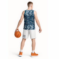 Blue Hawaiian Tapa Tribal Hibiscus Basketball Jersey LT9 - Polynesian Pride