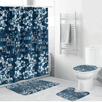Blue Hawaiian Tapa Tribal Hibiscus Bathroom Set LT9 Bathroom Set (4 pcs) Blue - Polynesian Pride