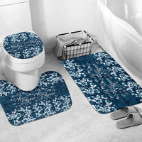Blue Hawaiian Tapa Tribal Hibiscus Bathroom Set LT9 Mat Set Only (3 pcs) One Size Blue - Polynesian Pride