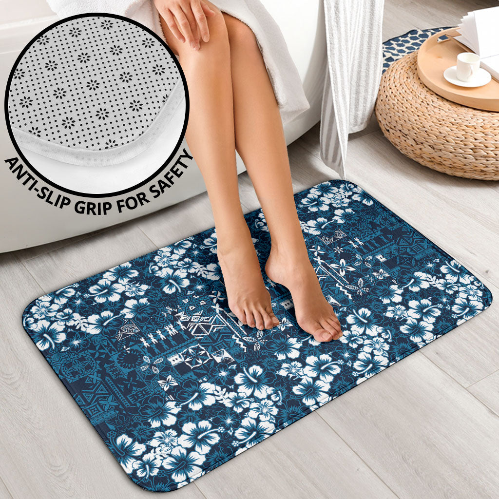 Blue Hawaiian Tapa Tribal Hibiscus Bathroom Set LT9 - Polynesian Pride