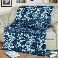 Blue Hawaiian Tapa Tribal Hibiscus Blanket LT9 - Polynesian Pride