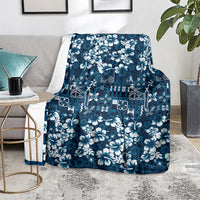 Blue Hawaiian Tapa Tribal Hibiscus Blanket LT9 - Polynesian Pride