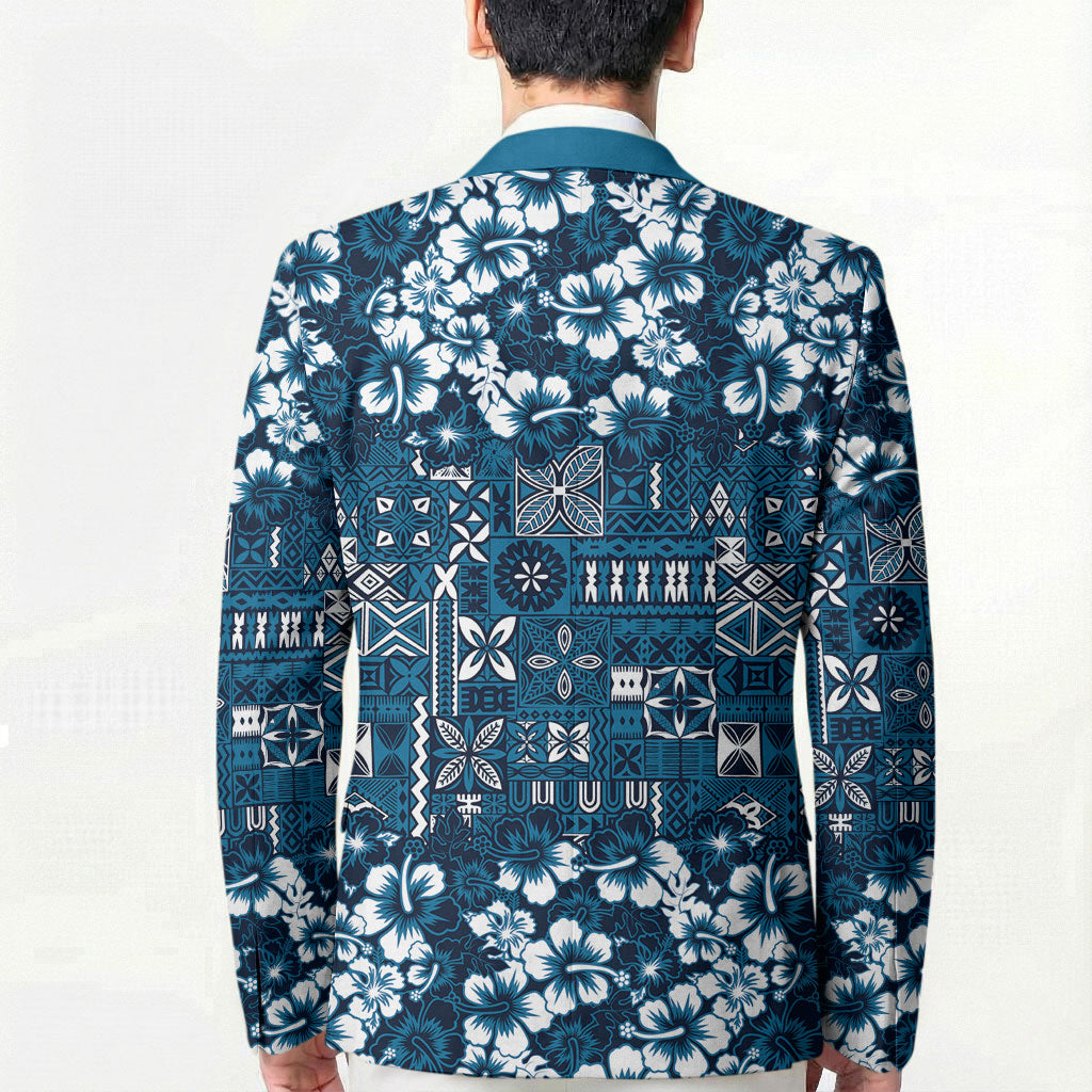 Blue Hawaiian Tapa Tribal Hibiscus Blazer LT9 - Polynesian Pride