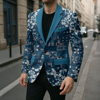 Blue Hawaiian Tapa Tribal Hibiscus Blazer LT9 - Polynesian Pride