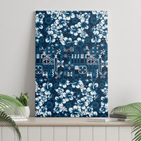 Blue Hawaiian Tapa Tribal Hibiscus Canvas Wall Art LT9 - Polynesian Pride