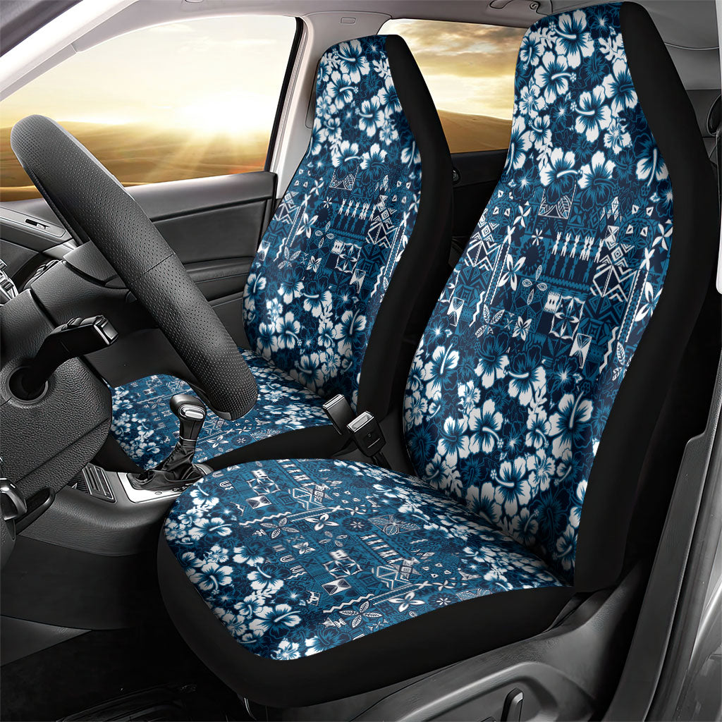 Blue Hawaiian Tapa Tribal Hibiscus Car Seat Cover LT9 - Polynesian Pride
