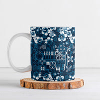 Blue Hawaiian Tapa Tribal Hibiscus Ceramic Mug LT9 Blue - Polynesian Pride